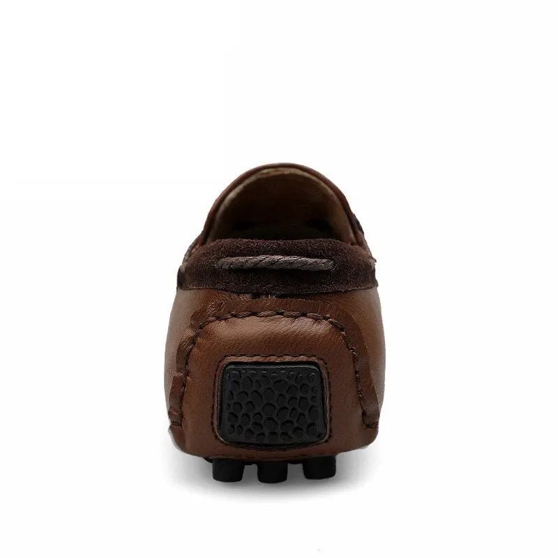 Breathable Comfortable Checkered Embossing Leather Loafers