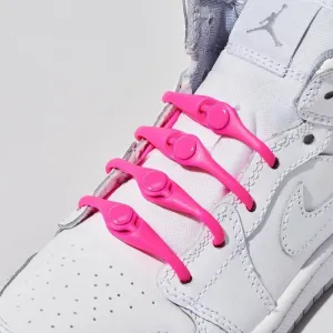 Hickies Laces Kids No Tie Elastic Shoelaces Trainers Straps 14 Pack - Neon Pink